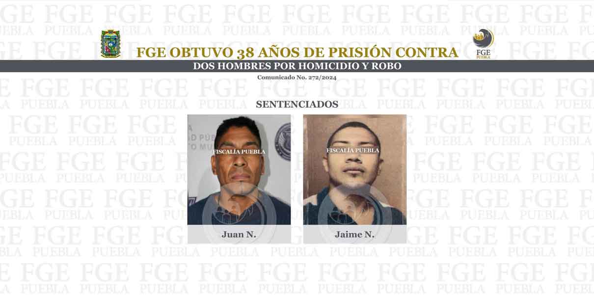 Dan 38 años de prisión contra dos hombres por homicidio y robo Diario