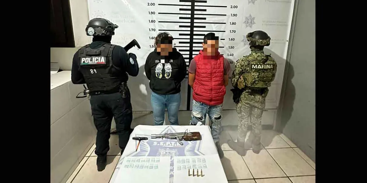 Capturan a dos presuntos asaltantes tras persecución en San Martín Texmelucan