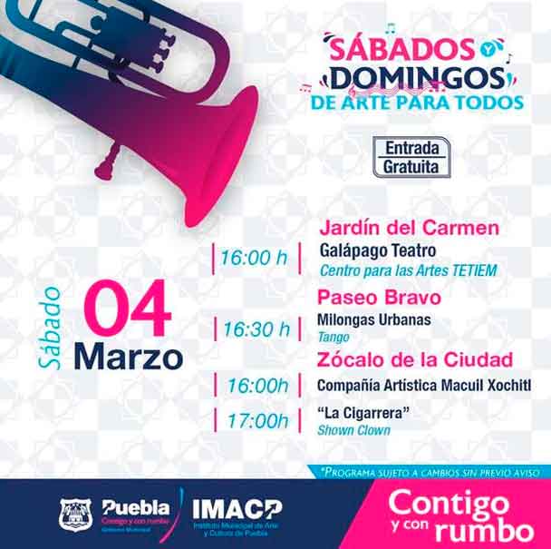 Actividades culturales en Puebla capital este fin de semana