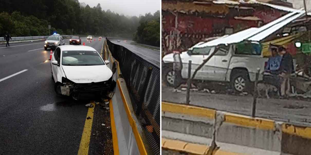 Mañana lluviosa deja cuatro accidentes en la autopista México-Puebla