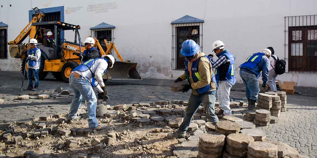 Iniciaron obras en la 10, 12, 14 y 16 Oriente-Poniente del Centro Histórico de Puebla
