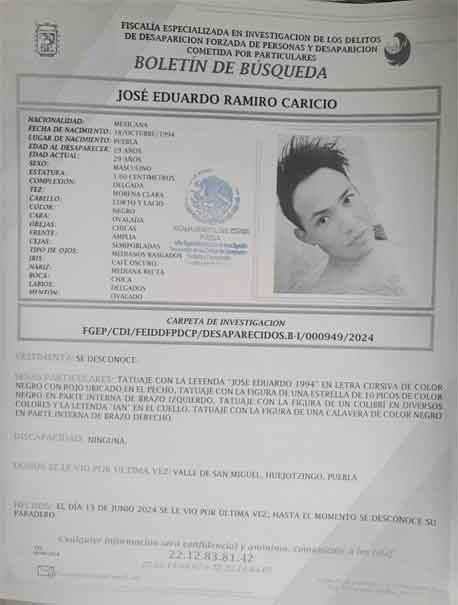 Ayúdanos a encontrarlo, José Eduardo está desaparecido