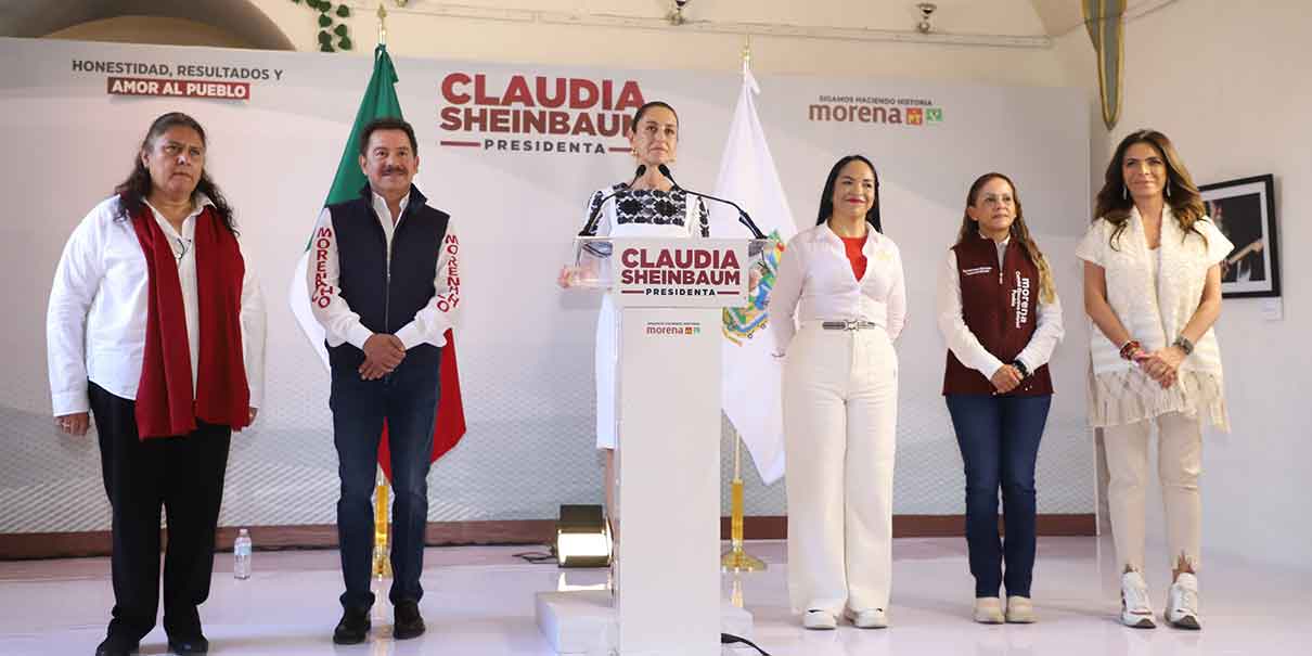 Tren México-Puebla-Veracruz y ampliar carretera Amozoc a Veracruz, promete Sheinbaum 