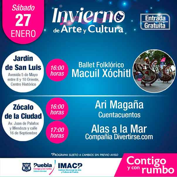 El arte y la cultura engalanarán Puebla capital este fin de semana