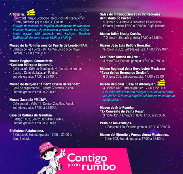 Puebla invita a disfrutar de la séptima Noche de Museos del 2023