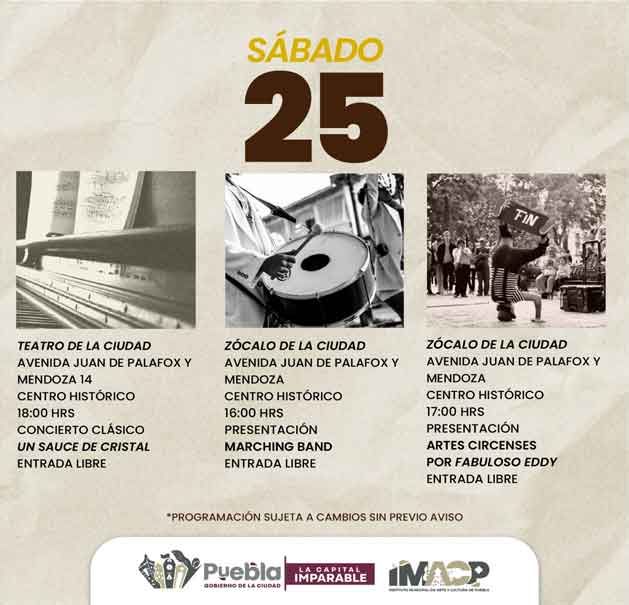 Puebla se llena de arte y cultura este fin de semana con actividades gratuitas