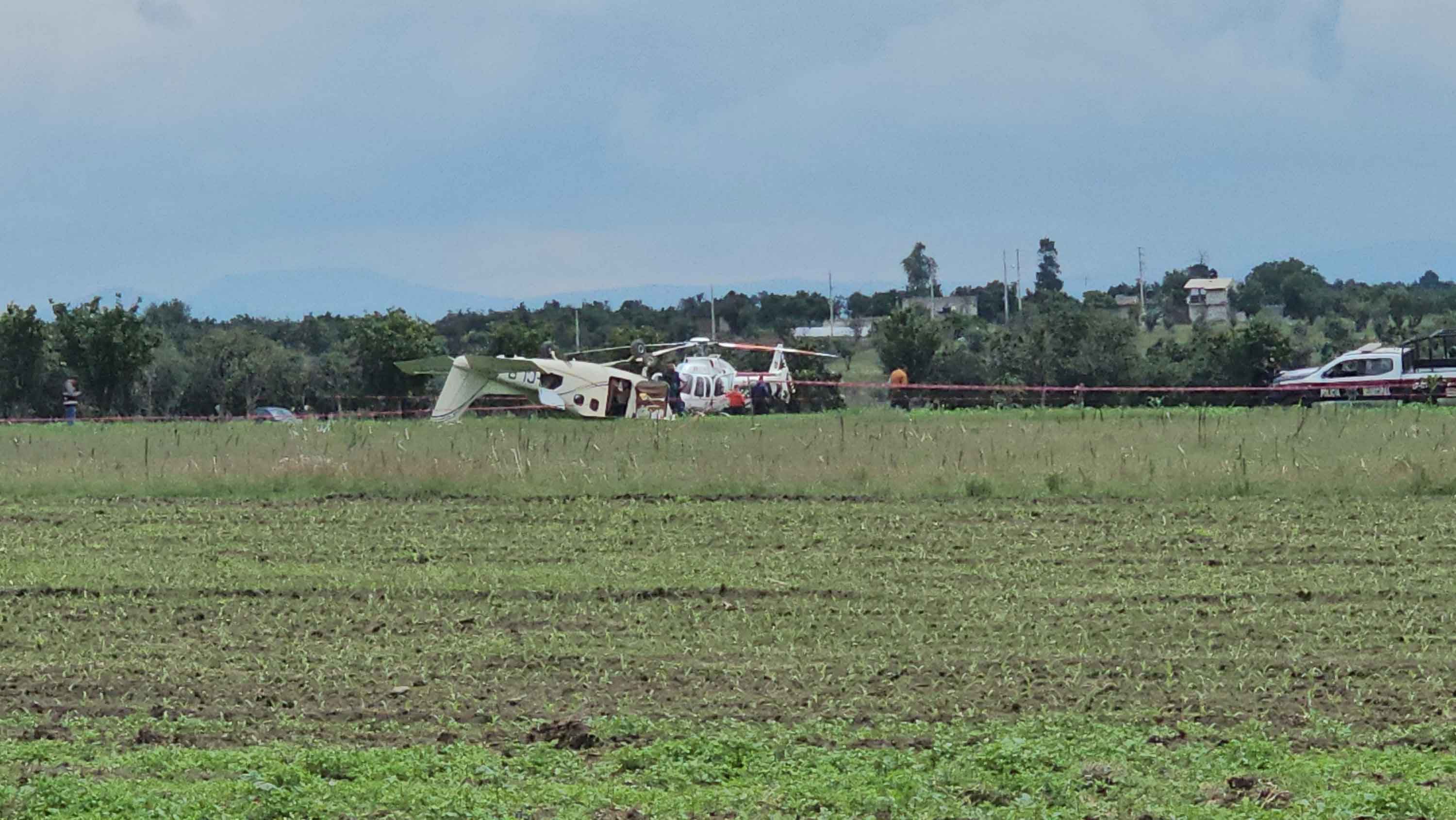 Se desplomó avioneta en Huejotzingo; hubo dos lesionados