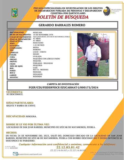 Se intensifica la búsqueda de Gerardo Barrales desaparecido en Izúcar