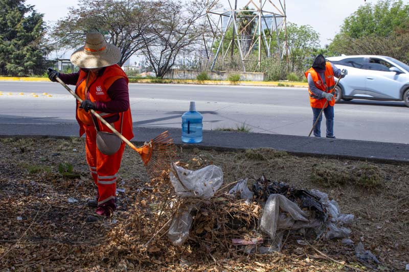 Acciones de limpieza llegan a Bulevar Municipio Libre en Puebla capital