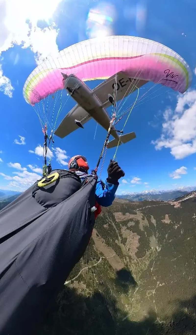 Avioneta embiste parapente en pleno vuelo y mujer sobrevive