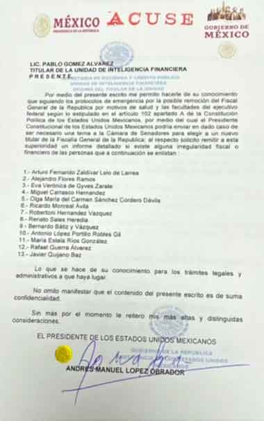 AMLO desmiente “lista” de sucesores de Gertz Manero; el fiscal se encuentra bien