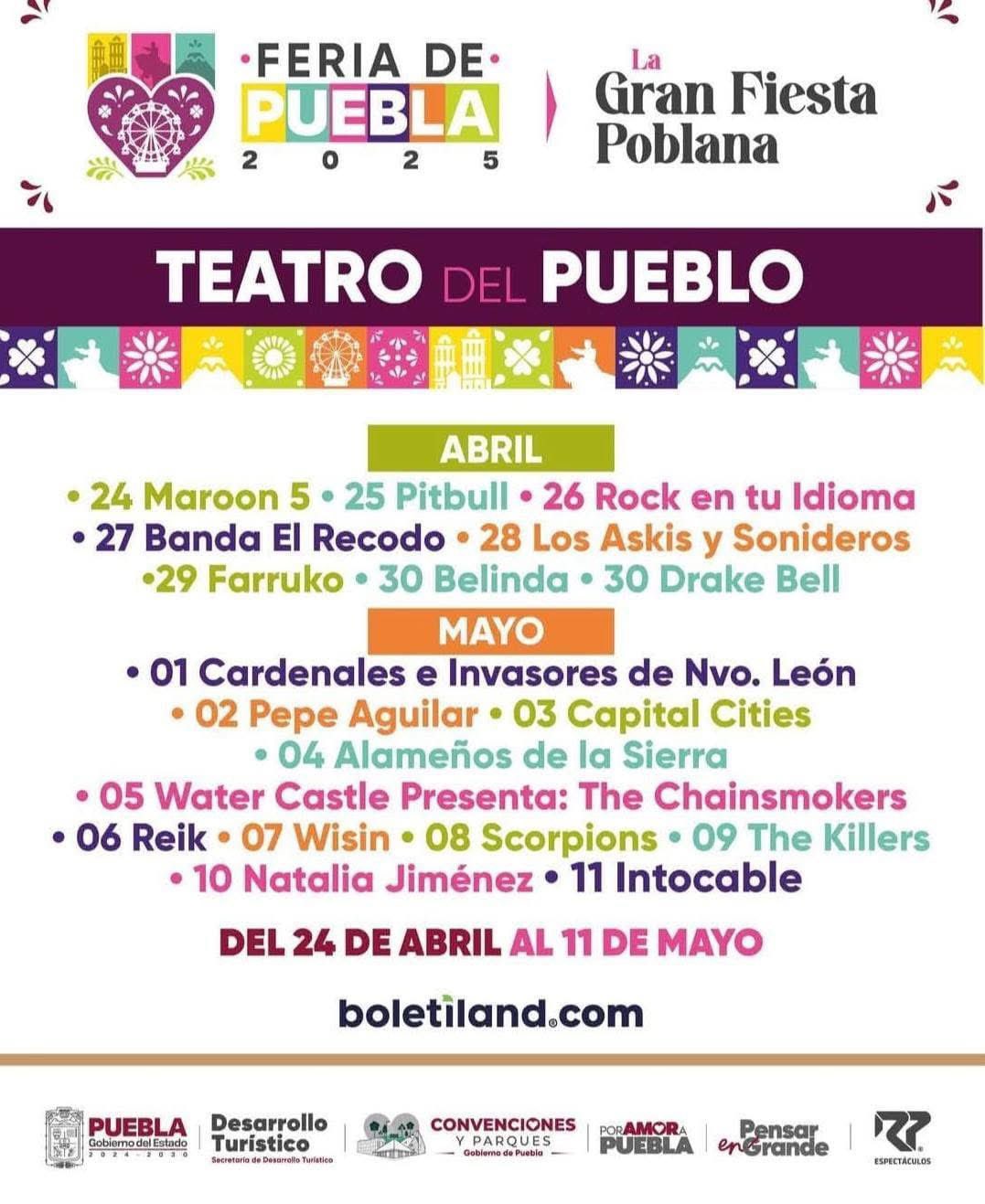 Cartelera Feria de Puebla