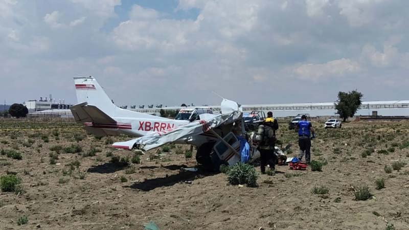 Cayó avioneta en terrenos de Xalmimilulco, Huejotzingo