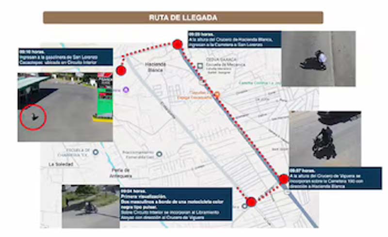 Ruta de llegada de los atacantes