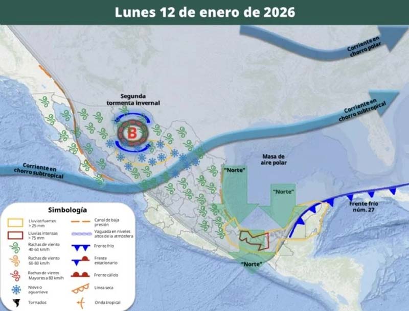 Segunda tormenta invernal traerá heladas, lluvias y posible nieve a Puebla
