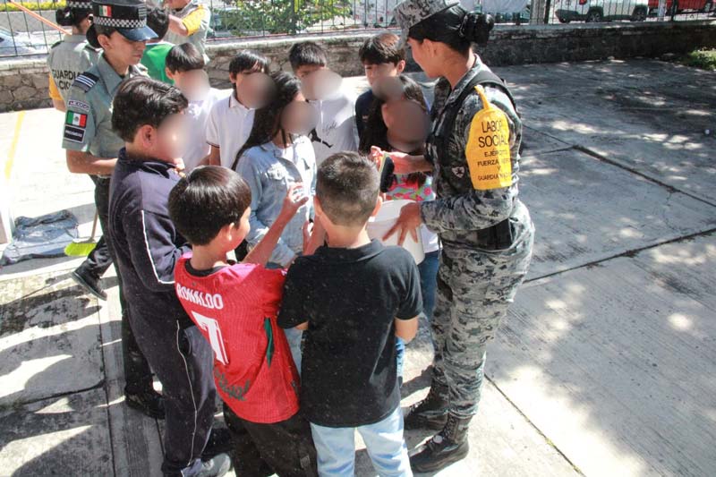 Guardia Nacional refuerza la seguridad en escuelas de Puebla con jornada de labor social