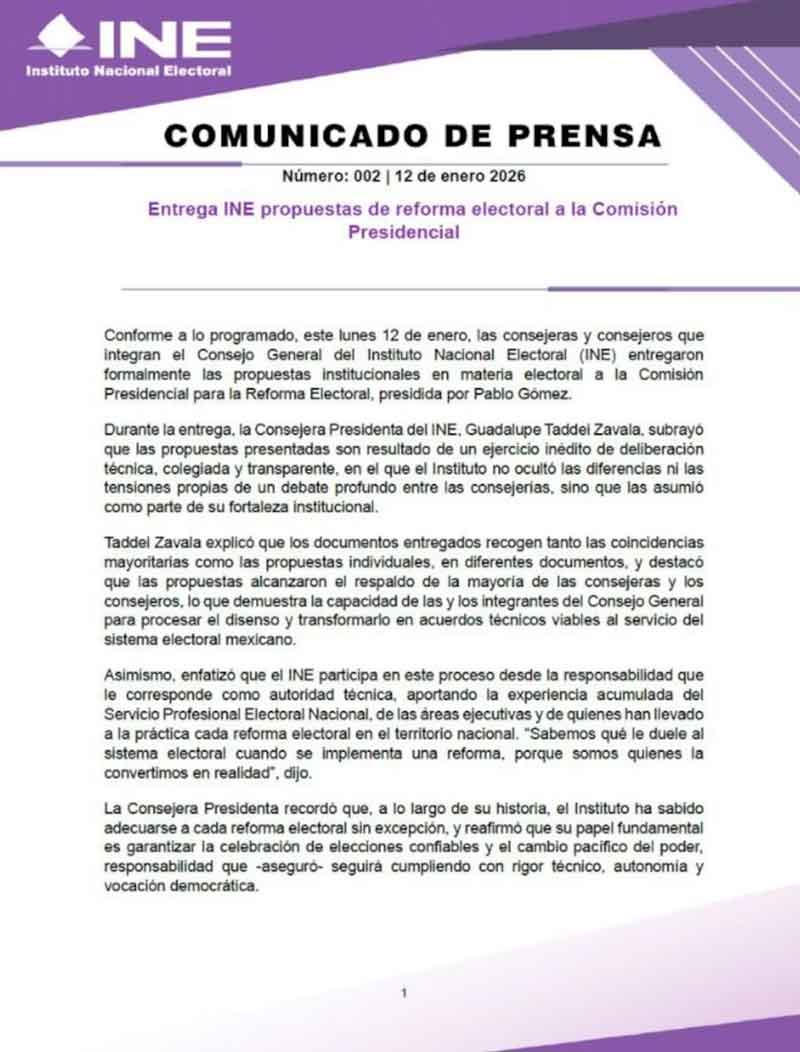 INE incluye blindaje de recursos y continuidad de plurinominales en reforma electoral