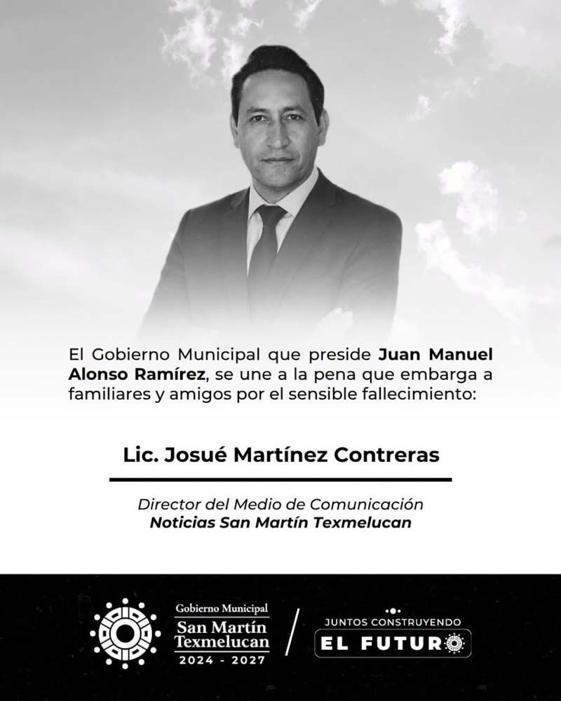Tras asesinato de Josué Martínez, Ayuntamiento de Texmelucan promete colaborar con autoridades