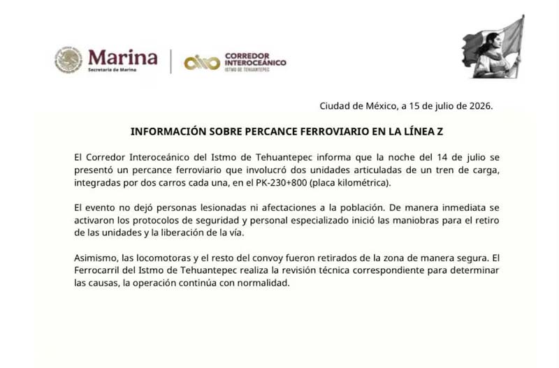 Tren Interoceánico vuelve a descarrilar en Oaxaca; accidente ocurrió en el mismo tramo de la tragedia de 2025