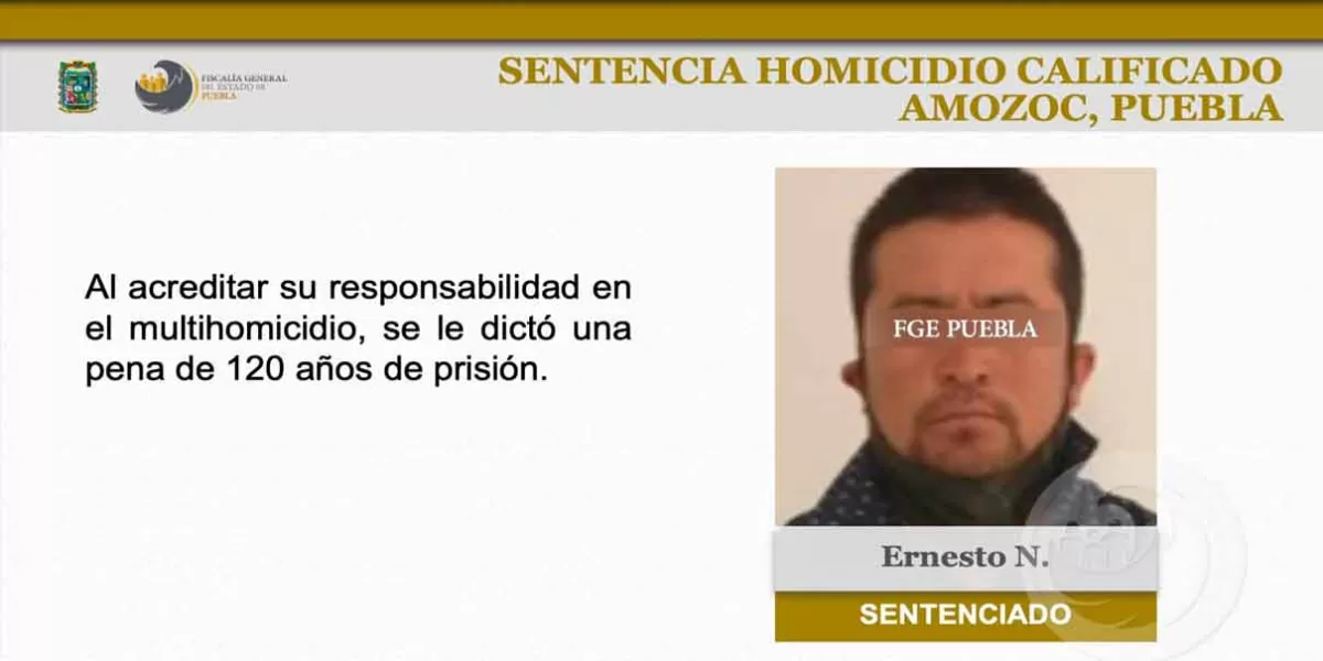 Sicari0 morirá en la cárcel, lo sentenciaron a 120 años de prisión en Puebla