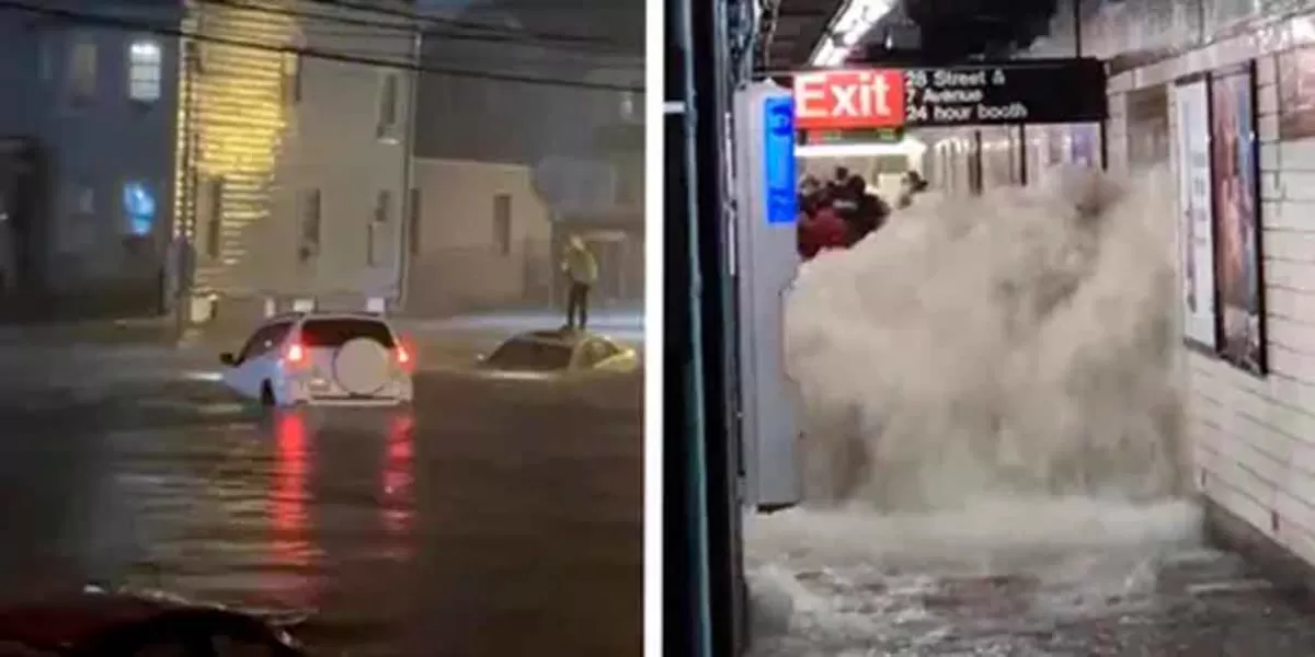 VIDEOS. Intensas lluvias en Nueva York dejan calles inundadas 