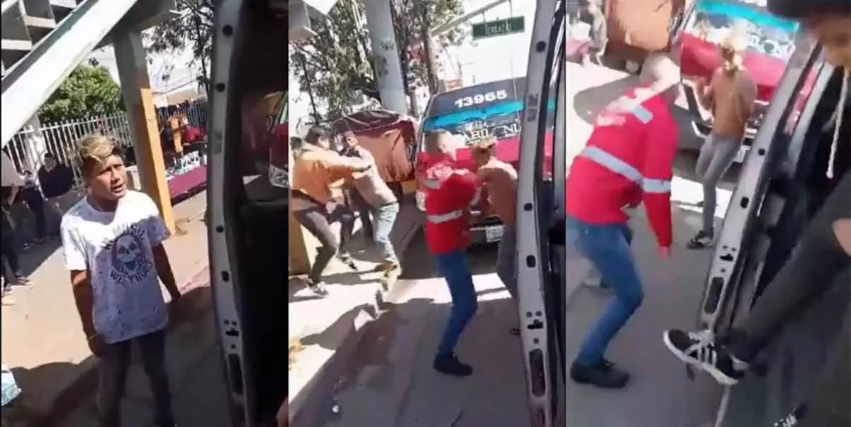 Chofer de transporte público se agarra a golpes con pasajero en Tijuana