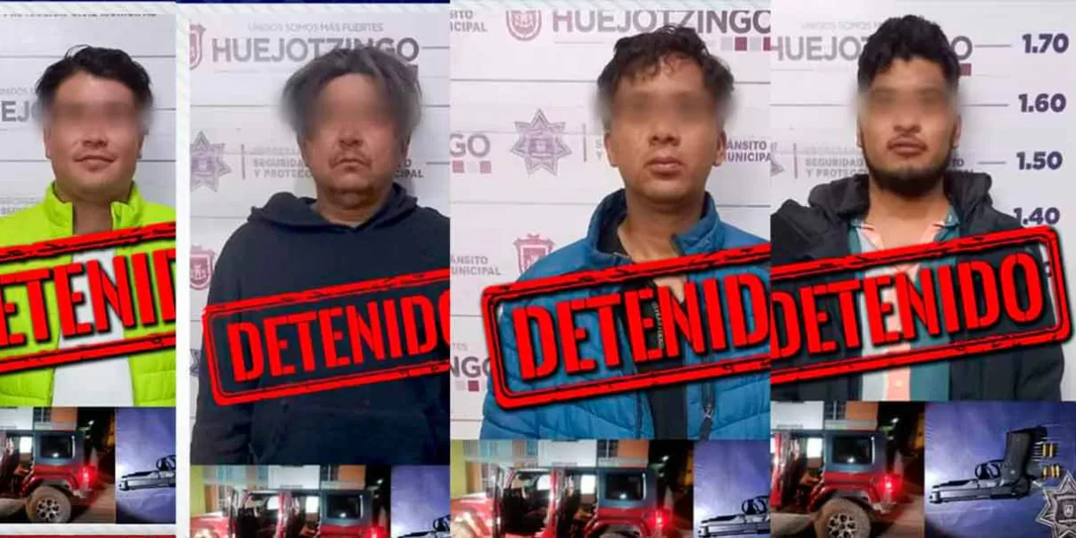 Por portar arma de forma ilegal, cuatro hombres son detenidos en Huejotzingo 