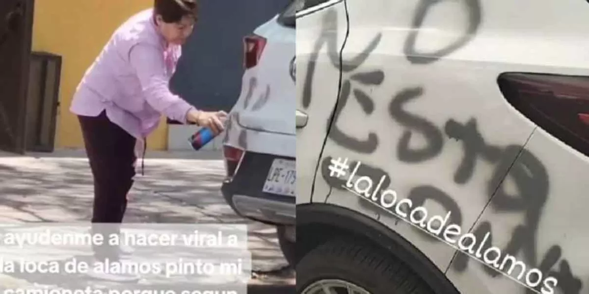 Mujer vandaliza camioneta por estacionarla afuera de su casa