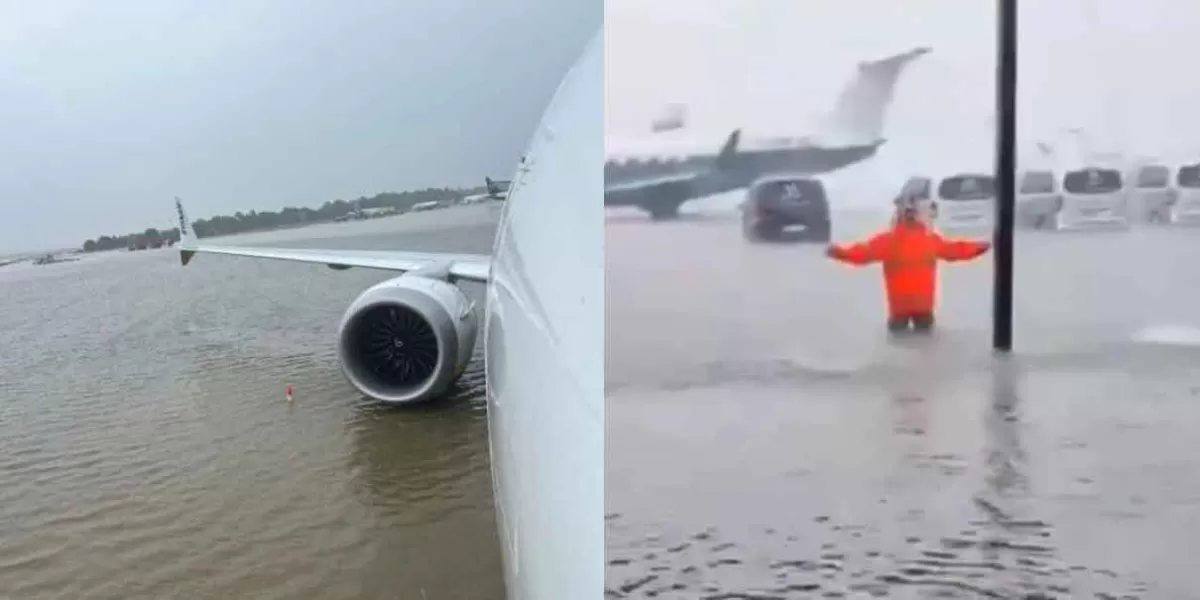 Una histórica tormenta inunda el aeropuerto de Palma