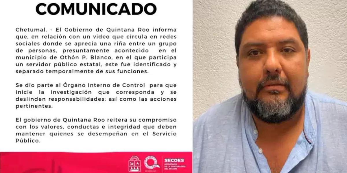CAPTAN a subsecretario de Gobierno de Quintana Roo golpeando a sujeto y lo separan del cargo