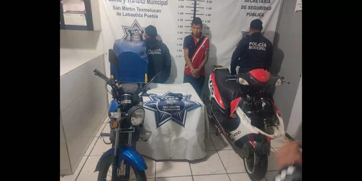 Policía de Texmelucan captura a ladrón armado y recupera moto robada