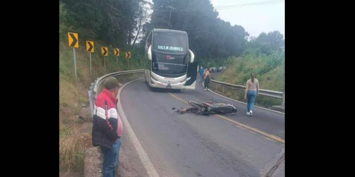 Exceso de velocidad causa accidente de motociclista en la Pachuca-Tuxpan