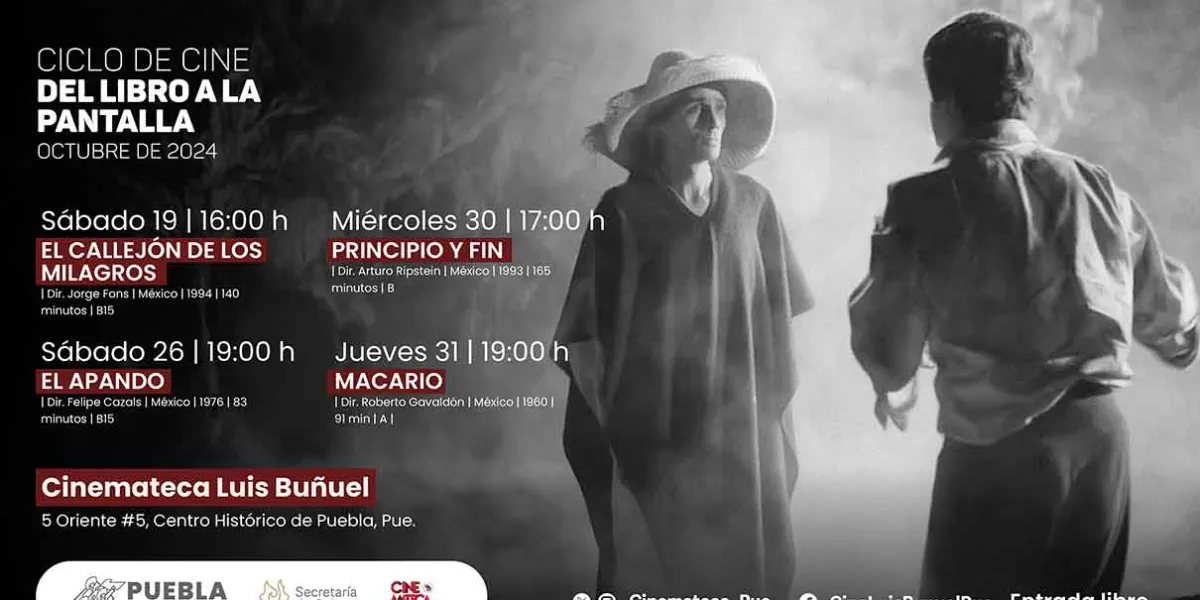 Con entrada libre llega a la Cinemateca “Luis Buñuel” ciclo de cine “Del libro a la pantalla”