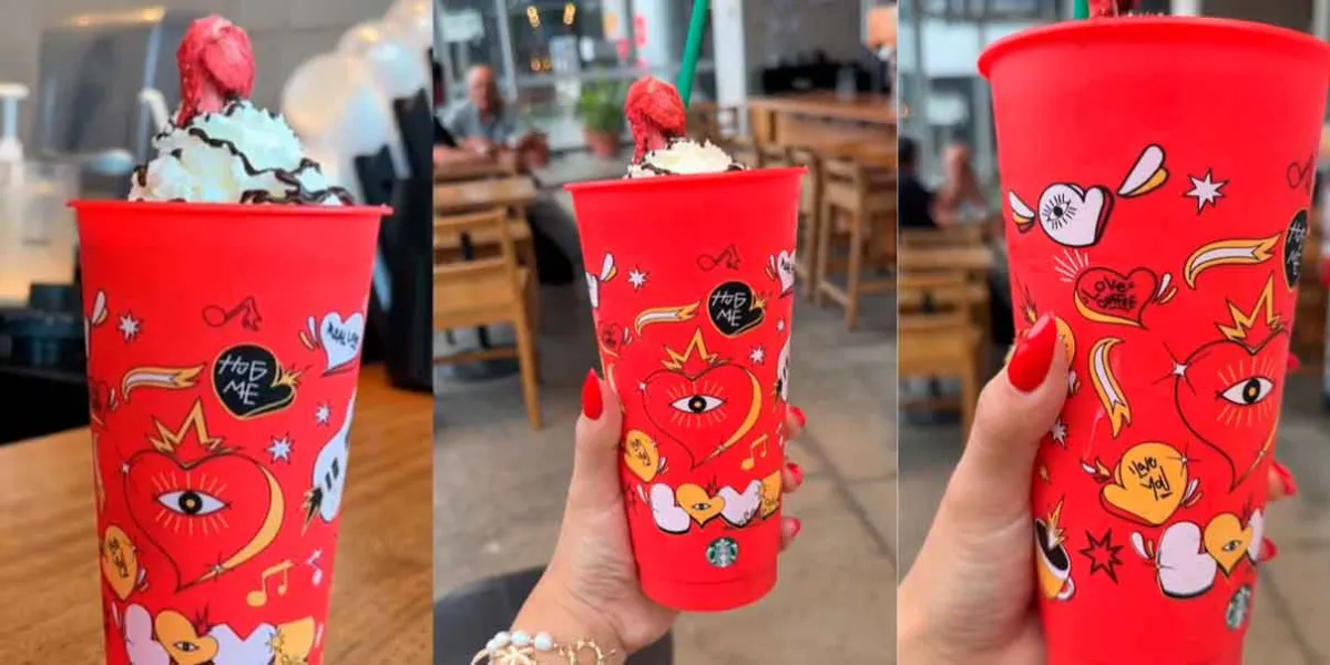 Starbucks lanza vaso rojo reutilizable "Rockmance" para San Valentín 2025