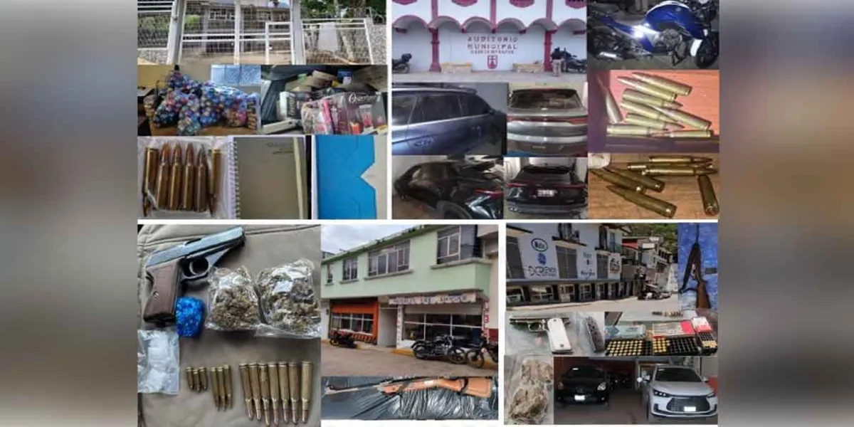 La Fiscalía aseguró droga, armas y vehículos en inmuebles del edil de Cuautempan