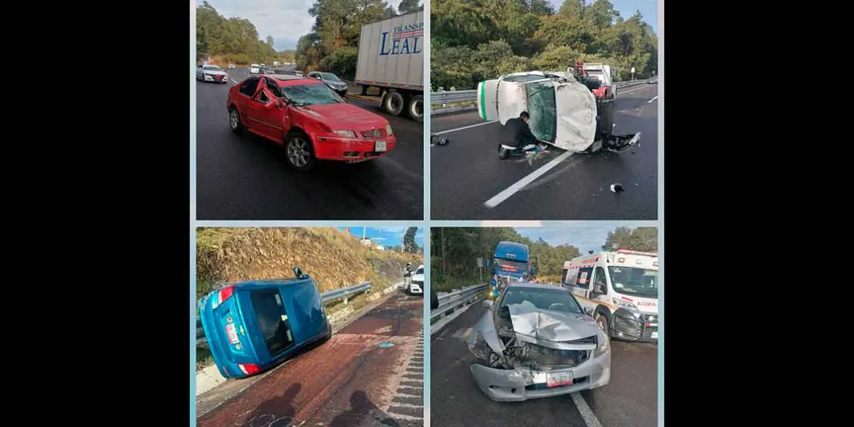 Choques múltiples y volcadura en la México-Puebla afectan a Tlahuapan