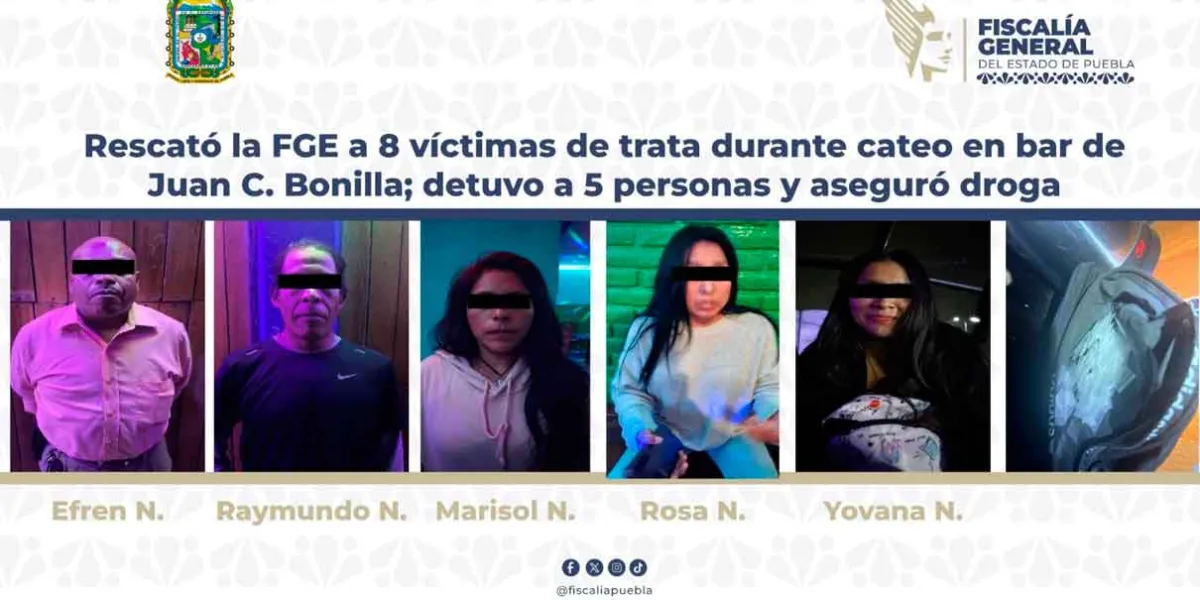 Rescató la FGE a 8 víctimas de trata durante cateo en bar de Juan C. Bonilla