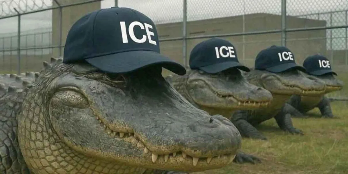 Trump inaugura centro de detención rodeado de caimanes