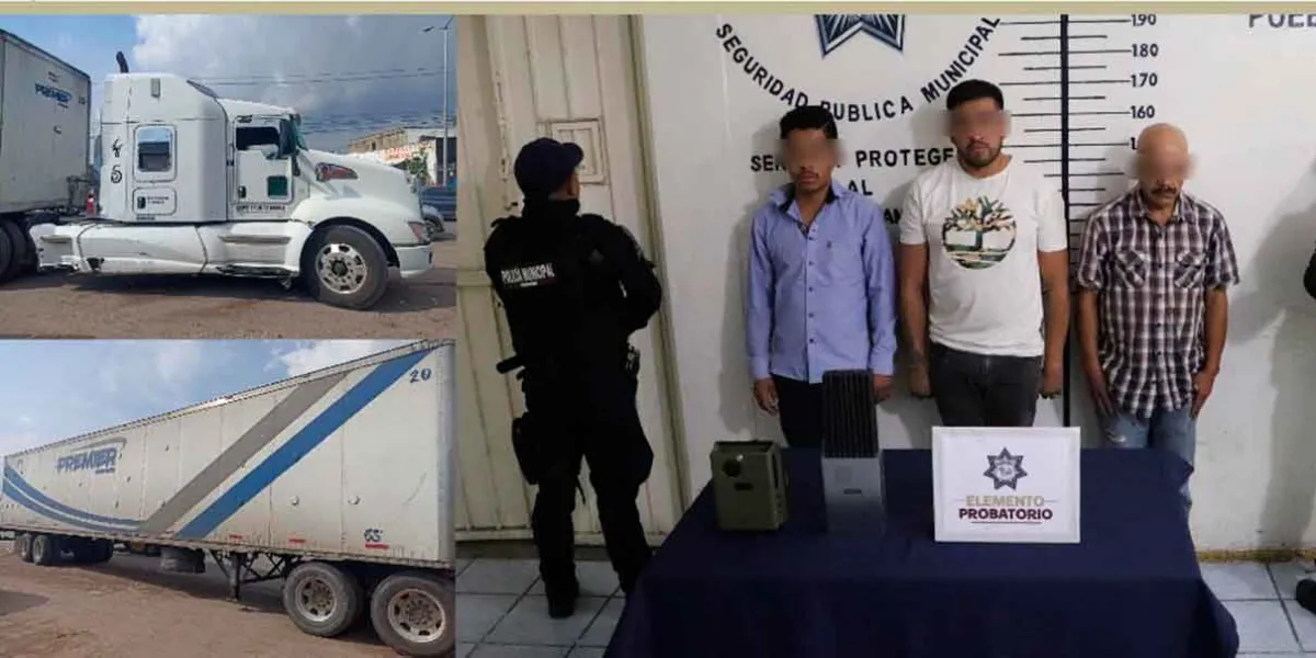 SSC Cholula libera a conductor retenido y detiene a tres hombres tras operativo contra robo de transporte de carga