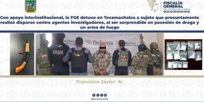 Captura FGE a presunto agresor armado tras ataque a agentes en Tecamachalco