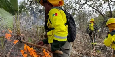 4 brigadistas y apoyo aéreo combaten incendio forestal en la Mixteca poblana