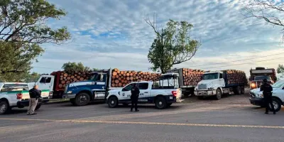 Cinco camiones abandonados destapan cargamento de madera en Morelia