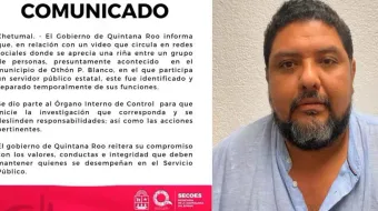 CAPTAN a subsecretario de Gobierno de Quintana Roo golpeando a sujeto y lo separan del cargo