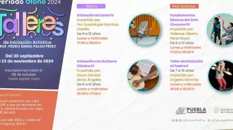 Secretaría de Cultura lanza talleres artísticos para octubre-diciembre