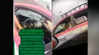 VIDEO. “Los 300”  atacan a adulto mayor en CDMX: destruyen su taxi a plena luz del día