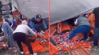 Rapiña tras volcadura de tráiler en la carretera Toluca-Atlacomulco: vecinos saquearon pan y galletas