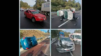 Choques múltiples y volcadura en la México-Puebla afectan a Tlahuapan