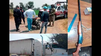Detienen a hombre con escopeta y recuperan vehículos robados en Huejotzingo