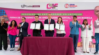 Firman convenio de colaboración SMDIF y la Gran Bodega para reforzar el programa de “Empacadores Voluntarios”