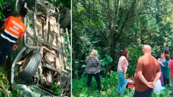 Mujeres viven de milagro al volcar en la Sierra Norte